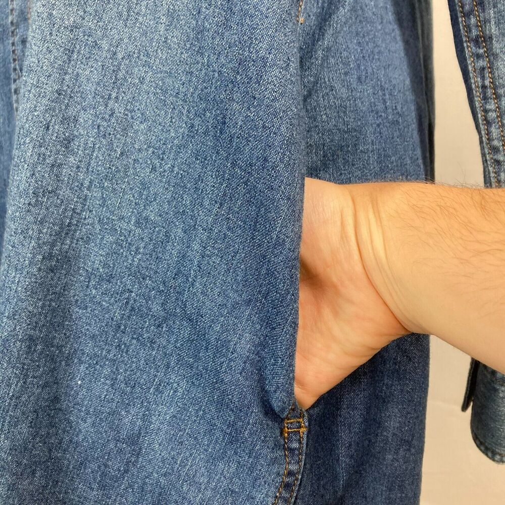 Madewell Dress Womens Sz XXS Blue Denim Shirt Cotton Button Up‎ Collared Raw Hem - Picture 5 of 11